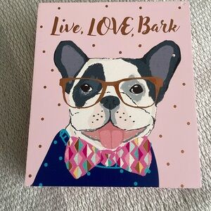 NWT Clementine Paper Inc Wooden Decor | Live, Love, Bark | French bulldog